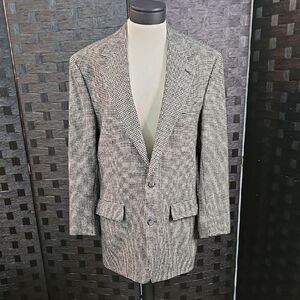 Vintage Brooks Bothers Houndstooth Camel Hair Sports Coat Blazer Jacket Size 41L